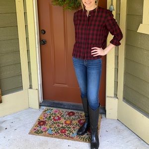 Small Madewell Buffalo Check Peplum Blouse